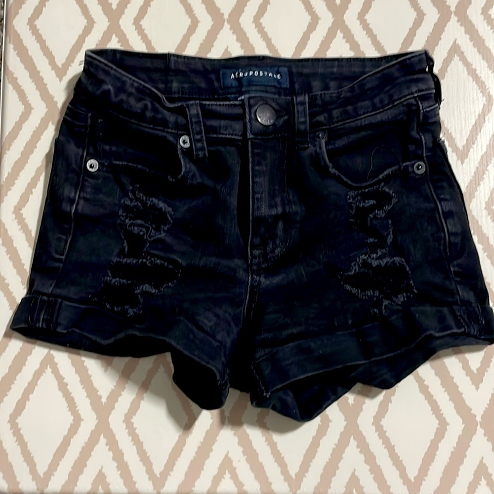 Black jean shorts-gently use! Too small for me